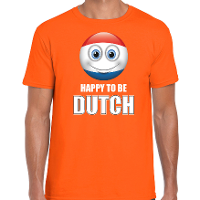 Nederland emoticon Happy to be Dutch landen t shirt oranje heren