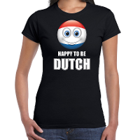 Nederland emoticon Happy to be Dutch landen t shirt zwart dames