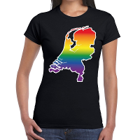 Nederland gay pride regenboog t shirt zwart dames