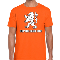 Nederland supporter t shirt Hup Holland Hup oranje voor heren