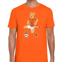 Nederland supporter t shirt Leeuwin met voetbal oranje heren