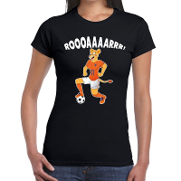 Nederland supporter t shirt Leeuwin roooaaaarrr zwart dames