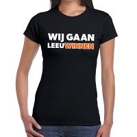 Nederland supporter t shirt Wij gaan Leeuwinnen zwart dames