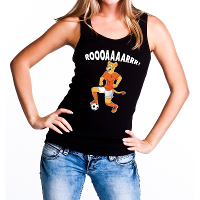 Nederland supporter tanktop Leeuwin roooaaaarrr zwart dames
