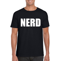 Nerd tekst t shirt zwart heren