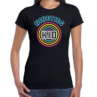 Nineties party verkleed t shirt dames   jaren 90 feest outfit   90s kid neon   zwart