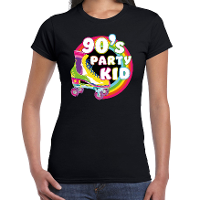 Nineties party verkleed t shirt dames   jaren 90 feest outfit   90s party kid   zwart