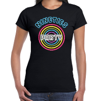 Nineties party verkleed t shirt dames   jaren 90 feest outfit   90s party neon   zwart