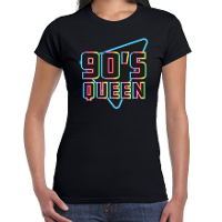 Nineties party verkleed t shirt dames   jaren 90 feest outfit   90s queen   zwart