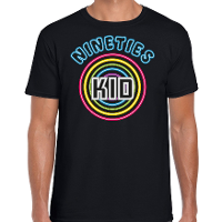 Nineties party   verkleed t shirt   heren   jaren 90 feest outfit   90s kid neon   zwart