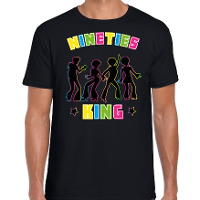 Nineties party verkleed t shirt heren   jaren 90 feest outfit   90s king   zwart