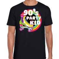 Nineties party verkleed t shirt heren   jaren 90 feest outfit   90s party kid   zwart
