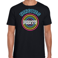 Nineties party verkleed t shirt heren   jaren 90 feest outfit   90s party neon   zwart