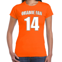 Oranje fan nummer 14 oranje t shirt Holland / Nederland supporter EK/ WK voor dames