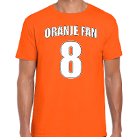 Oranje fan nummer 8 oranje t shirt Holland / Nederland supporter EK/ WK voor heren