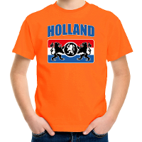 Oranje fan t shirt   voor kinderen   Holland met een Nederlands wapen   supporter   Koningsdag