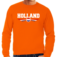 Oranje / Holland supporter sweater   trui oranje   met Nederlandse vlag   voor heren
