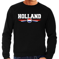 Oranje / Holland supporter sweater   trui   zwart   met Nederlandse vlag   voor heren
