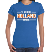 Oranje / Holland Supporter t shirt blauw voor dames