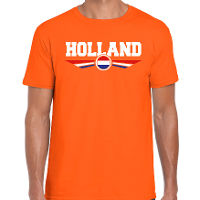 Oranje / Holland supporter t shirt / shirt oranje met Nederlandse vlag voor heren