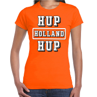 Oranje / Hup Holland Hup supporter t shirt oranje voor dames