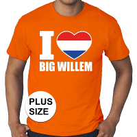 Oranje I love Big Willem grote maten shirt heren