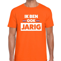 Oranje Ik ben ook jarig t shirt voor heren