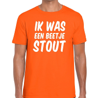 Oranje Ik was een beetje stout t shirt voor heren