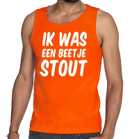 Oranje Ik was een beetje stout tanktop / mouwloos shirt voor he