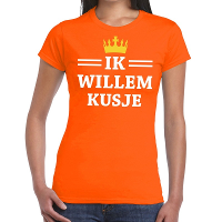 Oranje Ik Willem kusje t shirt dames
