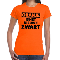 Oranje is het nieuwe zwart Koningsdag t shirt dames