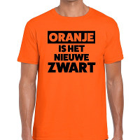 Oranje is het nieuwe zwart Koningsdag t shirt heren