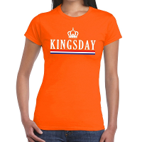 Oranje Kingsday met Hollandse vlag t shirt voor dames