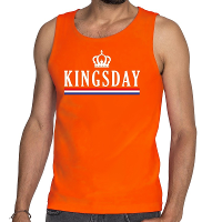 Oranje Kingsday met vlag tanktop   mouwloos t shirt   voor heren