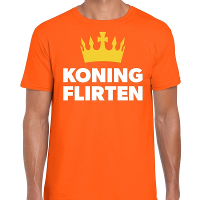 Oranje Koning flirten t shirt voor heren