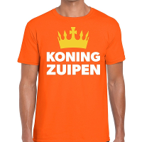 Oranje Koning zuipen t shirt voor heren