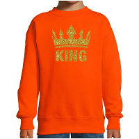Oranje Koningsdag gouden glitters print   King   sweater / trui   kinderen   kleding