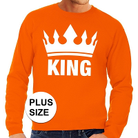 Bellatio Decorations oranje Koningsdag King sweater   heren   grote maten   supporters kleding