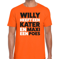 Oranje Koningsdag Maxi heeft een poes t shirt heren