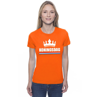 Oranje Koningsdag met een kroon shirt dames