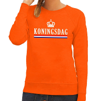 Oranje Koningsdag met Hollandse vlag sweater voor dames