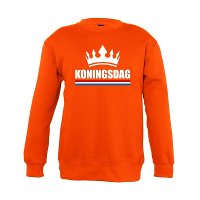 Oranje Koningsdag met kroon sweater kinderen