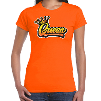 Oranje koningsdag Queen t shirt voor dames