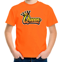 Oranje Koningsdag Queen t shirt voor kinderen/ meisjes