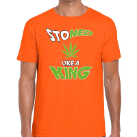 Oranje Koningsdag Stoned like a king t shirt heren