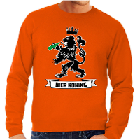 Oranje Koningsdag sweater   Bier koning   heren   trui