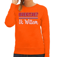 Oranje Koningsdag sweater   biertje? Ik willem   dames