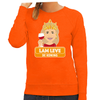 Oranje Koningsdag sweater   lam leve de koning   Maxima   dames