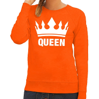 Oranje Koningsdag sweater   trui   met Queen print   dames   fan kleding   lange mouwen