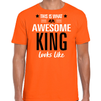 Oranje Koningsdag t shirt   awesome king   voor heren